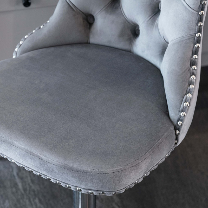 Swivel Velvet Barstools Adjusatble Seat Height, Chrome base Bar Stools with Backs Comfortable Tufted for Home Pub and Kitchen Island,Set of 2