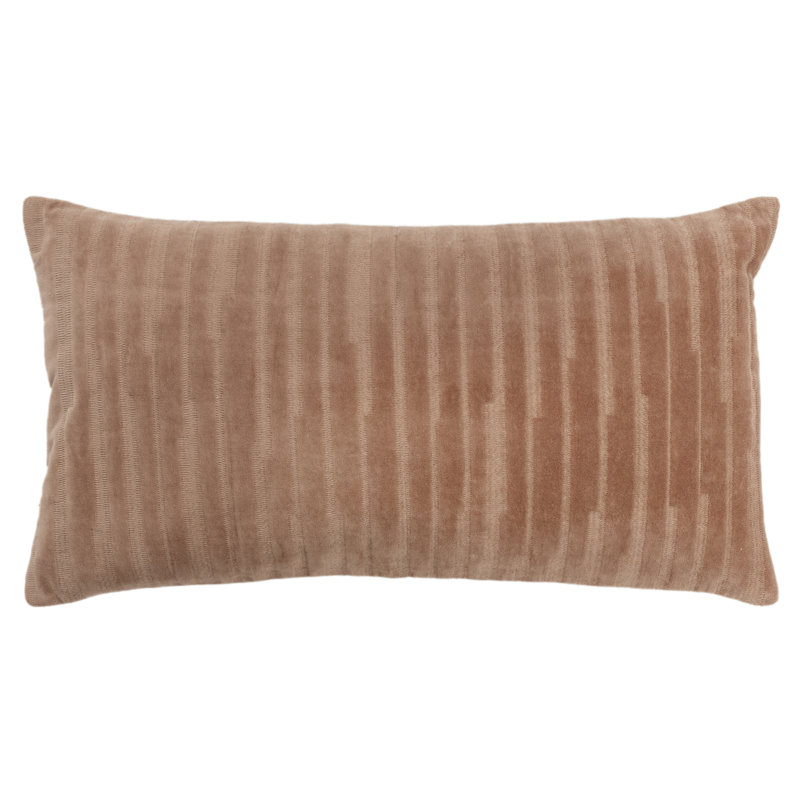 Housse de coussin rectangulaire avec insert lombaire 100% coton Zorina, Brun clair