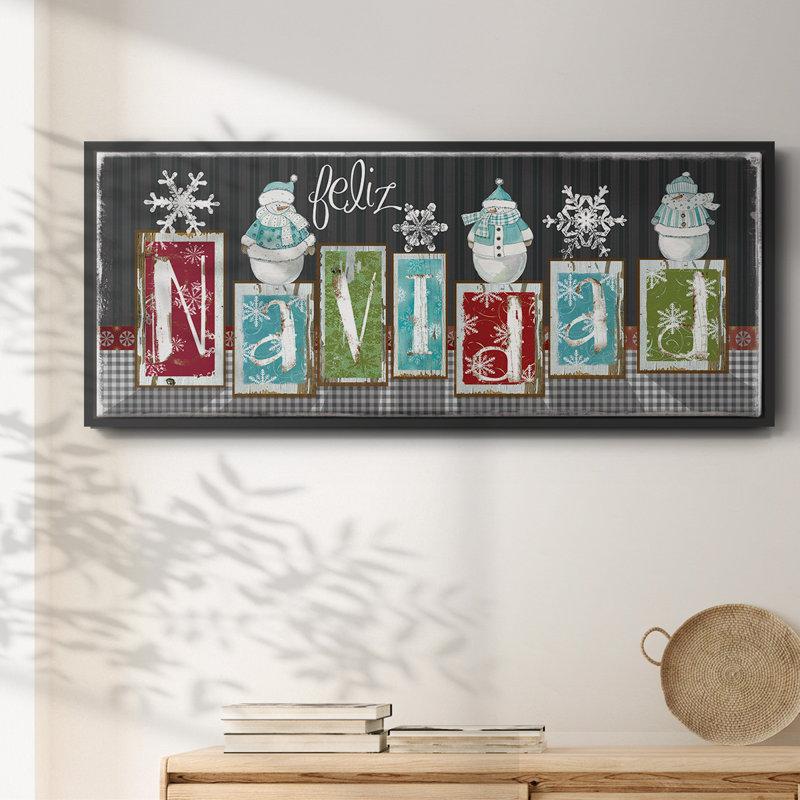 Navidad Blocks- Framed Canvas, 8" H x 20" W