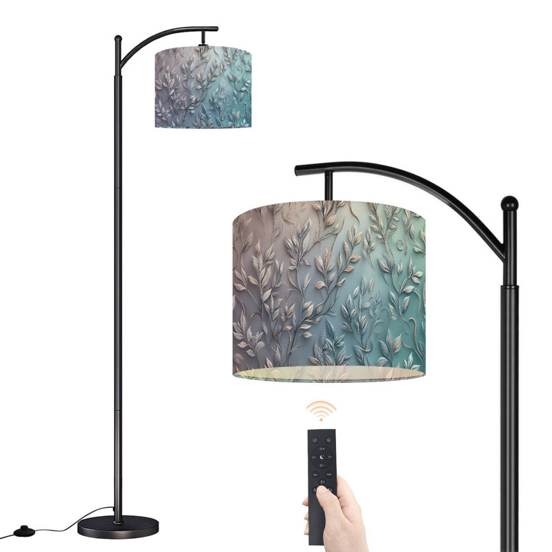 Lampe sur pied à arc avec abat-jour réglable à abat-jour à abat-jour subtil dégradé à tons doux et douces 3 températures de couleur à intensité variable avec interrupteur au pied pour chambre à coucher