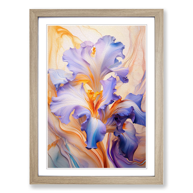 Iris Flower Futurism No.2 - Framed Print, 34cm H x 25cm W x 2cm D, Oak Framed