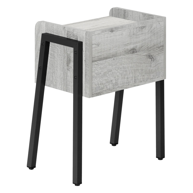 Table d'appoint grise stratifiée grise avec pieds en métal pour la chambre à coucher 2