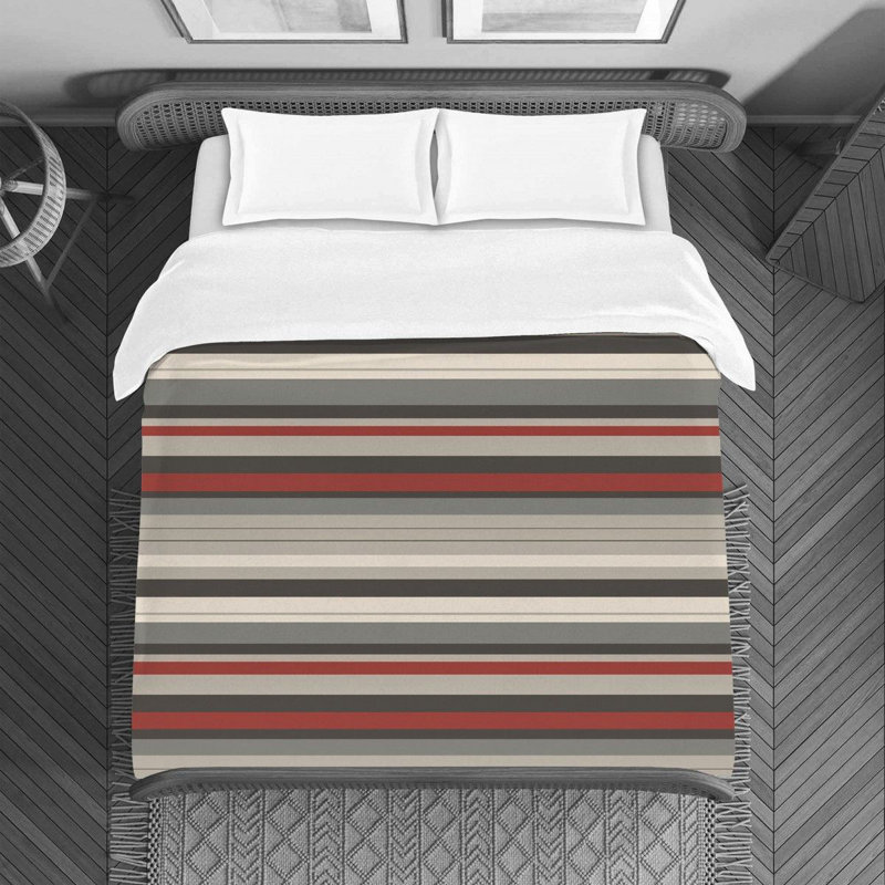 Housse de couette en microfibre , Housse de couette pour lit simple, Gris et rouge