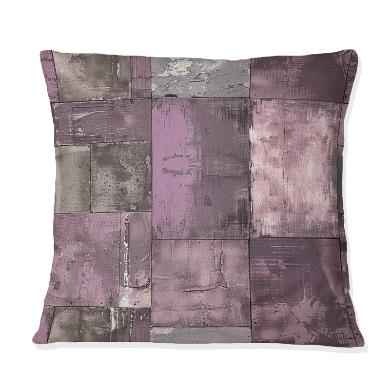 Coussin décoratif de tuiles d'inspiration mauve rétro, H 16 po x l 16 po