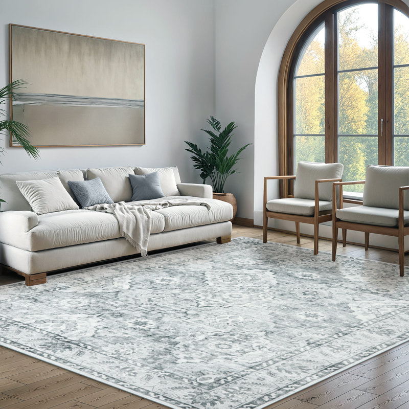 Tapis lavable Boho pour la pièce, lavable à la machine, sans perte, Rectangulaire 8 pi x 10 pi
