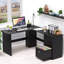 Bureau d'ordinateur de coin moderne en L noir - Solution compacte pour un bureau ou un dortoir-1525605944-1525605951