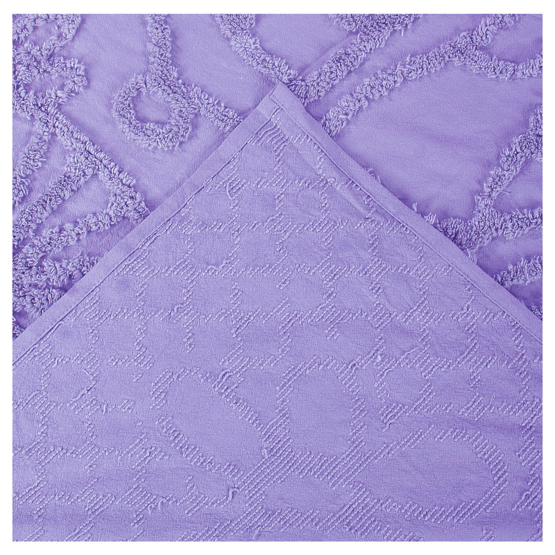 Trevor Chenille Bedspread Set Twin Size, 100% Cotton Medallion Coverlet Set with 1 Standard Shams, Traditional Textured Heirloom Bedding, Soft Breathable All-Season Comfort, OEKO-TEX Certified, Lavender