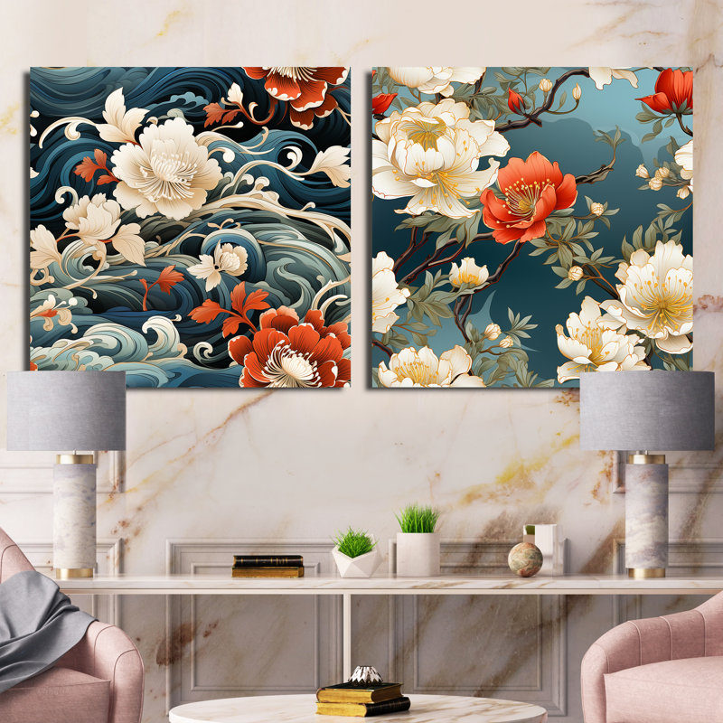 Wimborne - Ensemble de 2 collages carrés abstraits, H 36 po x l 73 po, Toile tendue