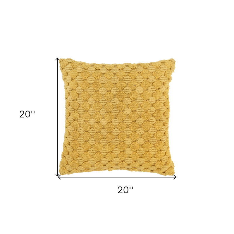20'' Yellow Cotton Textured Throw Pillow
