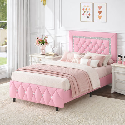 Alber Faux Leather Diamond Tufted Platform Bed - Headboard Included