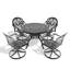 Ensemble de bar de salle à manger 5 pièces en fonte d'aluminium toutes saisons, comprenant 4 chaises pivotantes et une table ronde de 39,37 po avec structure noire (même référence: W1710S00435)