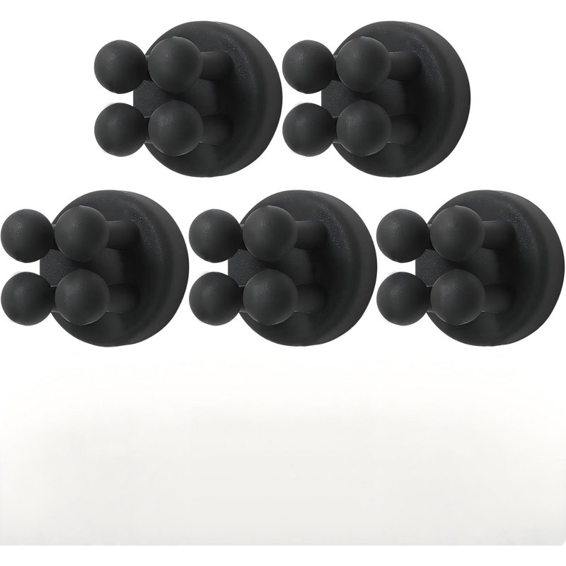 Porte-rasoir pour crochets de douche - Crochet mural auto-adhésif 5 pièces pour brosse à dents suspendue, support de prise utilitaire imperméable et fonctionnel pour salle de bain cuisine salon bureau, noir