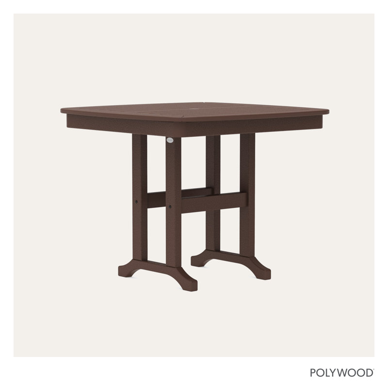 POLYWOOD Nautical Dining Table, Mahogany, 29" H x 36.75" L x 36.75" W