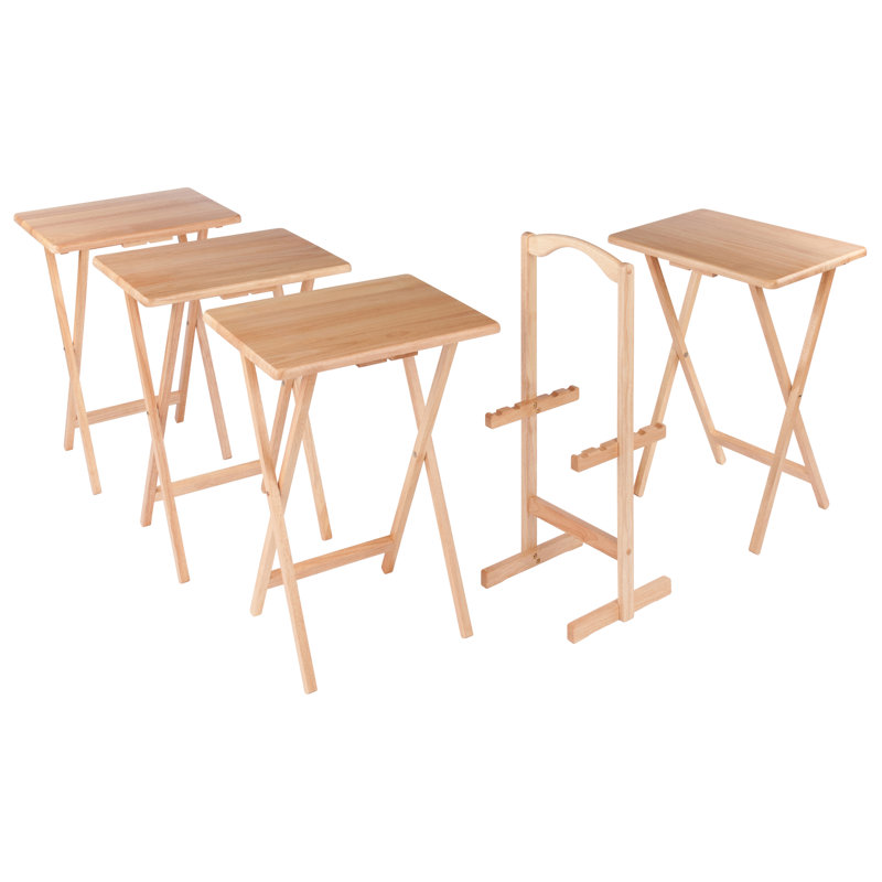 Ensemble de tables-plateaux pliables avec support Baca, Hêtre