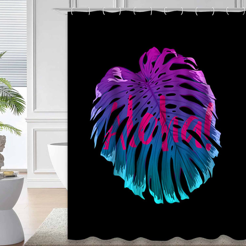Rideau de douche imperméable Neo Monstera à 12 crochets AlohaGlow, L 72 po x l 78 po