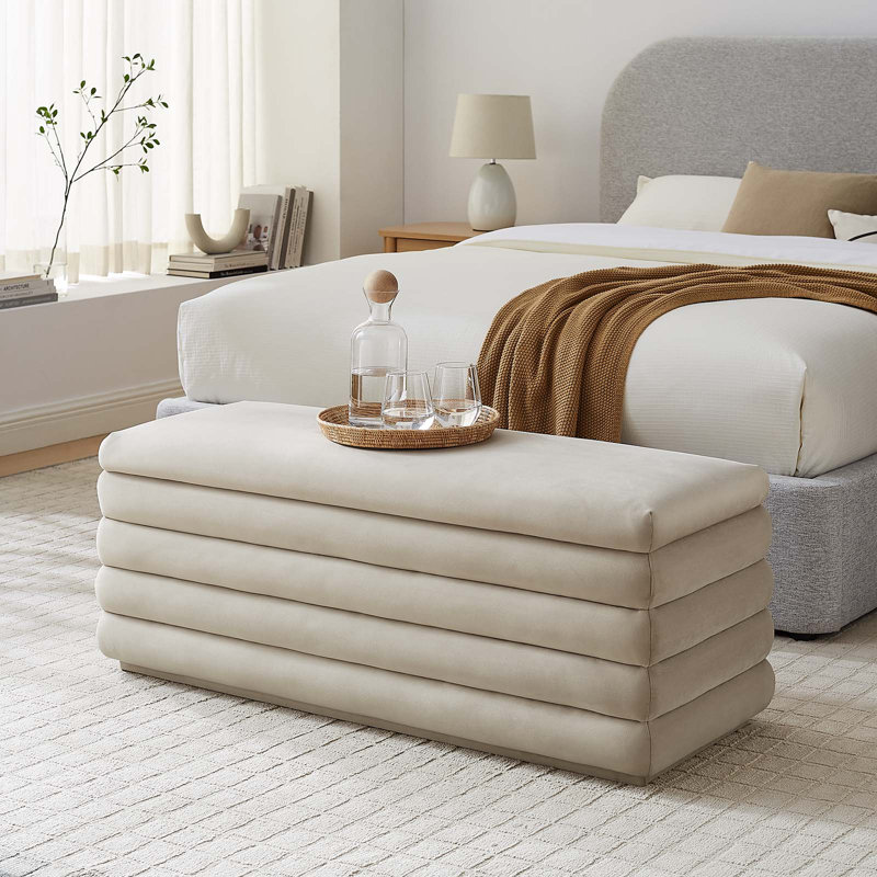 Modway Mezzo Storage Bench, Almond Performance Velvet
