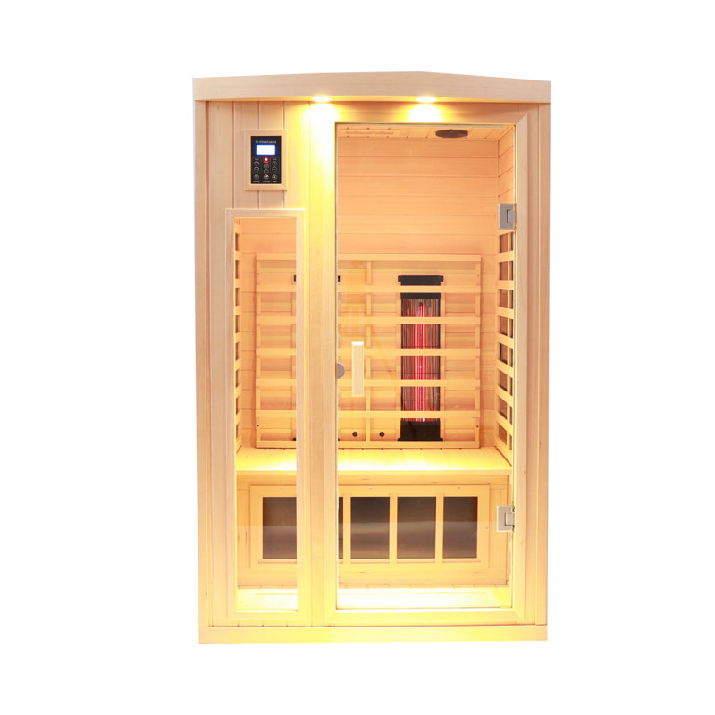 Sauna chauffant à infrarouge lointain pour deux personnes avec lumières de lecture + lumières colorées + Bluetooth + lumières extérieures