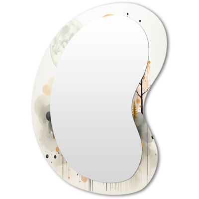 Gentille Modern black and yellow forest Landscape IV - Landscapes Unique Shape Wall Mirror, Modern Asymmetrical Decorative Mirror, Printed Metal Art
