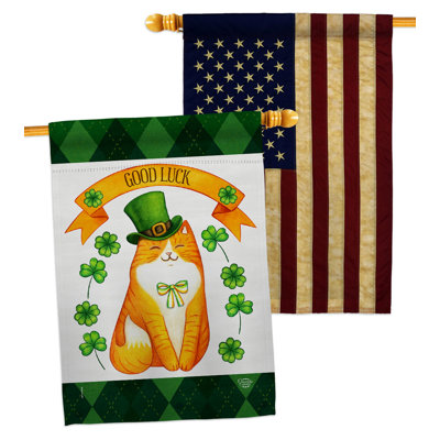 Drapeau de maison en polyester à 2 côtés Patty Kitty 3 pi 3 po x 2 pi 3 pi