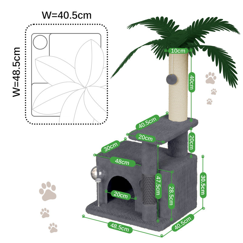 90cm H Cat Tree, Dark Grey