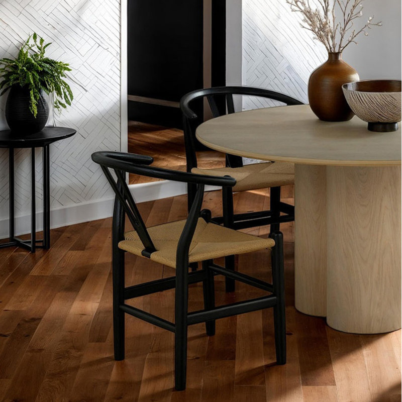 Ensemble de 2 chaises d'appoint de style Mid-Century moderne avec structure en bois d'hévéa et dossier incurvé pour un repas confortable