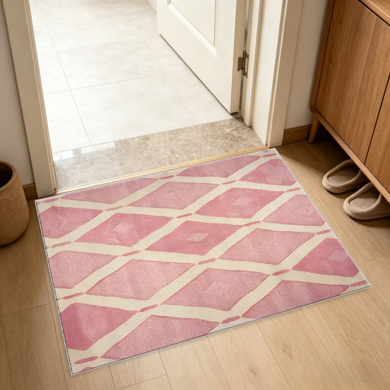 Pink Diamond Pattern   area rugs for Living Room, Soft and Comfortable, Suitable for all seasons, easy to maintain, machine washable Indoor floor mat, Under Table Farmhouse suitable for Bedroom, Dining Room, Study,  Balcony, Home Decor Patio