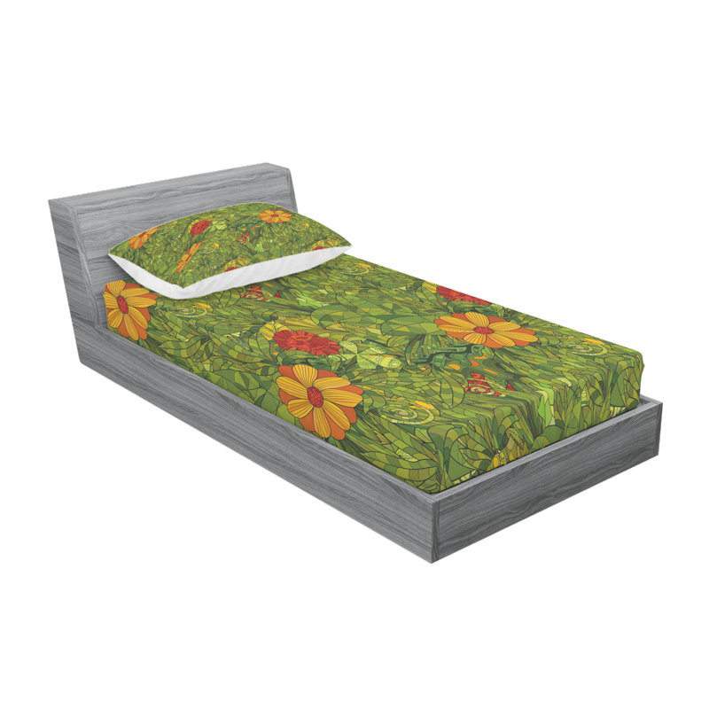 Microfiber Floral Sheet Set, Twin Sheet Set with Fitted Sheet