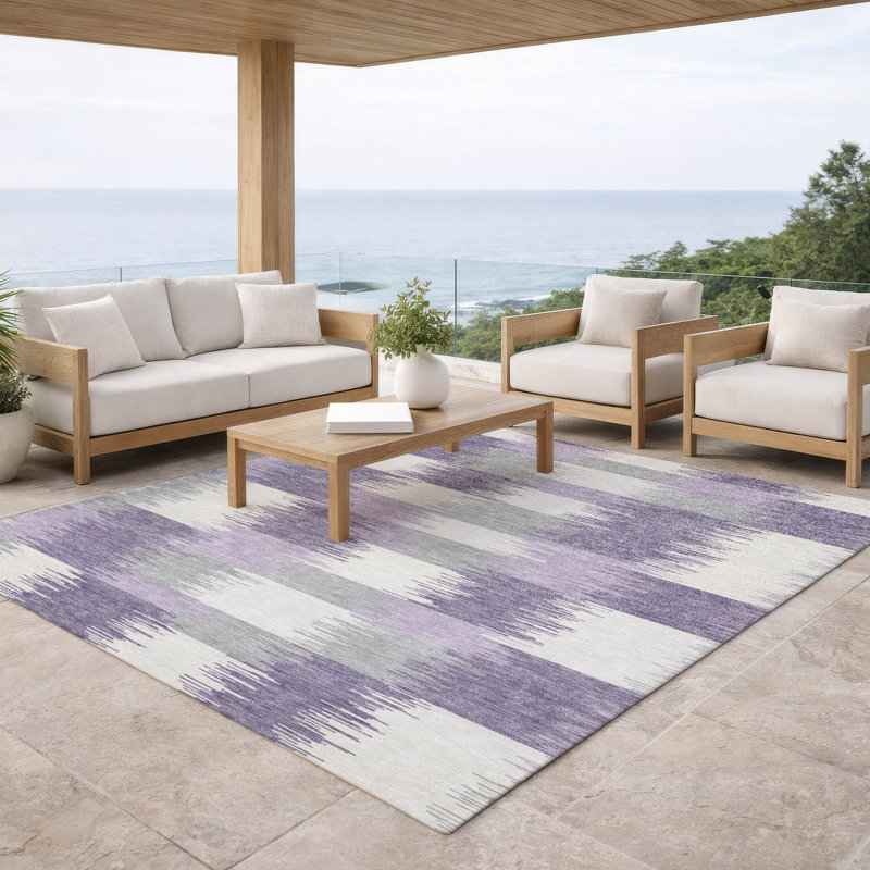 Machine Washable Indoor/Outdoor Chantille ACN2912 Geometric Rug, 3' x 5', Lilac