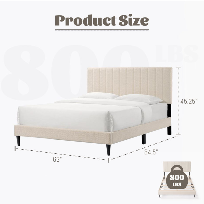 Grand lit plateforme tapissier, Blanc