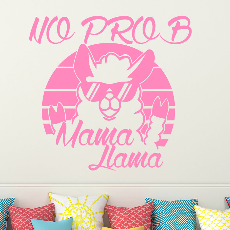 Décalcomanie murale "no prob maman llama", Rose tendre