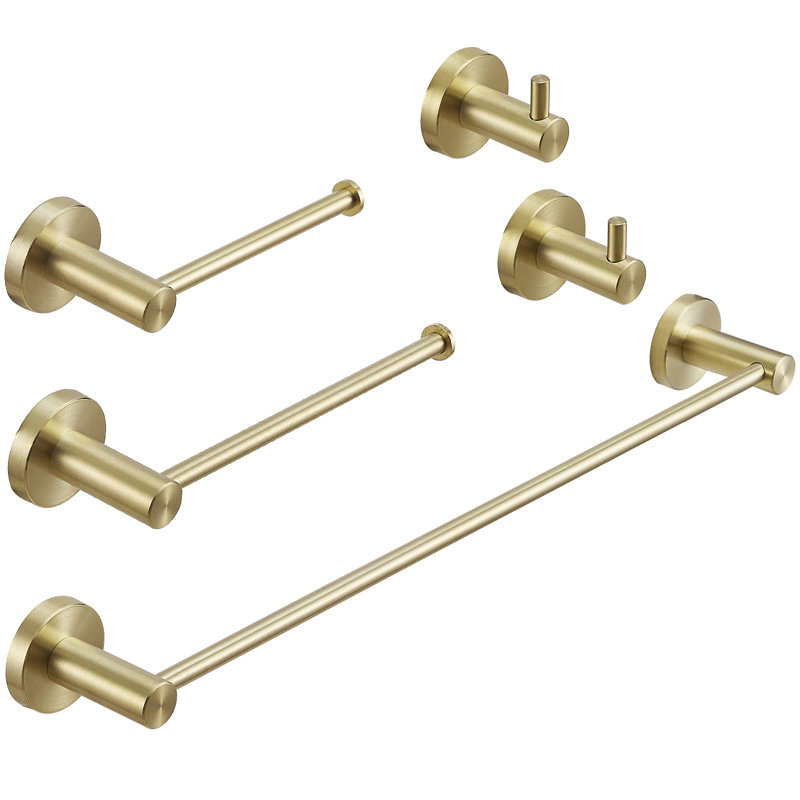 5 - Piece Bathroom Hardware Set, Brushed Gold