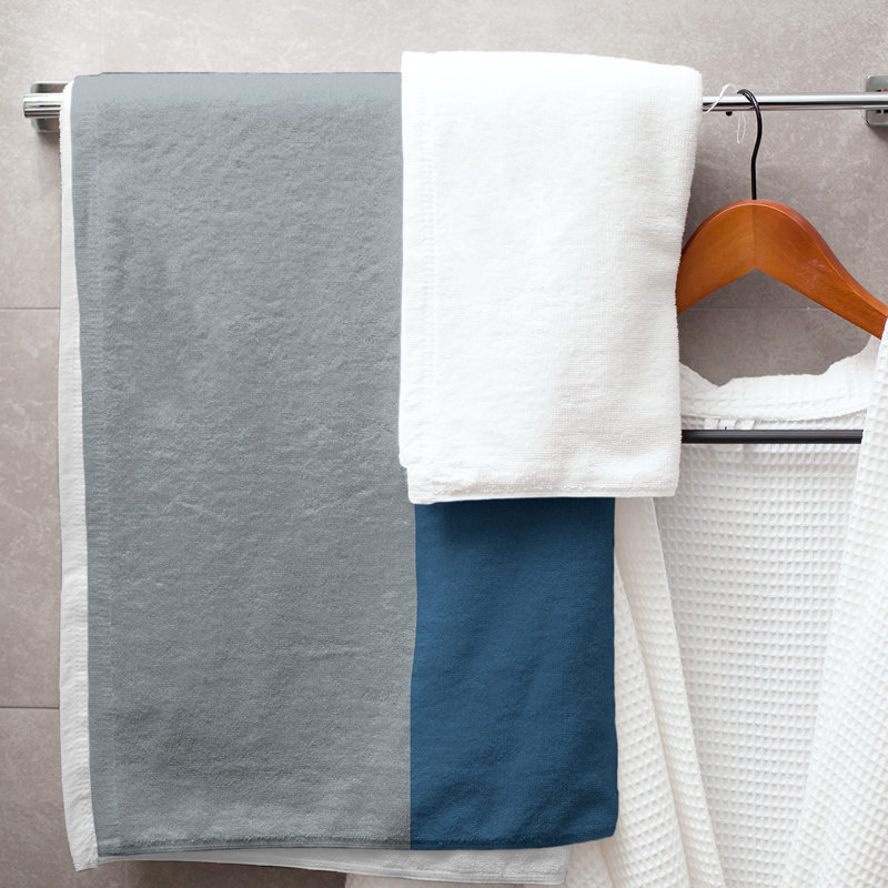 Colorado Lightweight Bath Towel, Silver/Blue/Silver, Microfiber