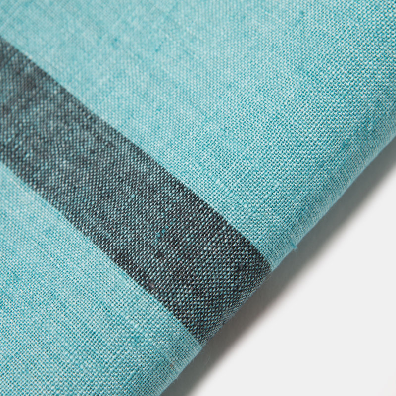 Laundered Linen Square, Aqua/Charcoal