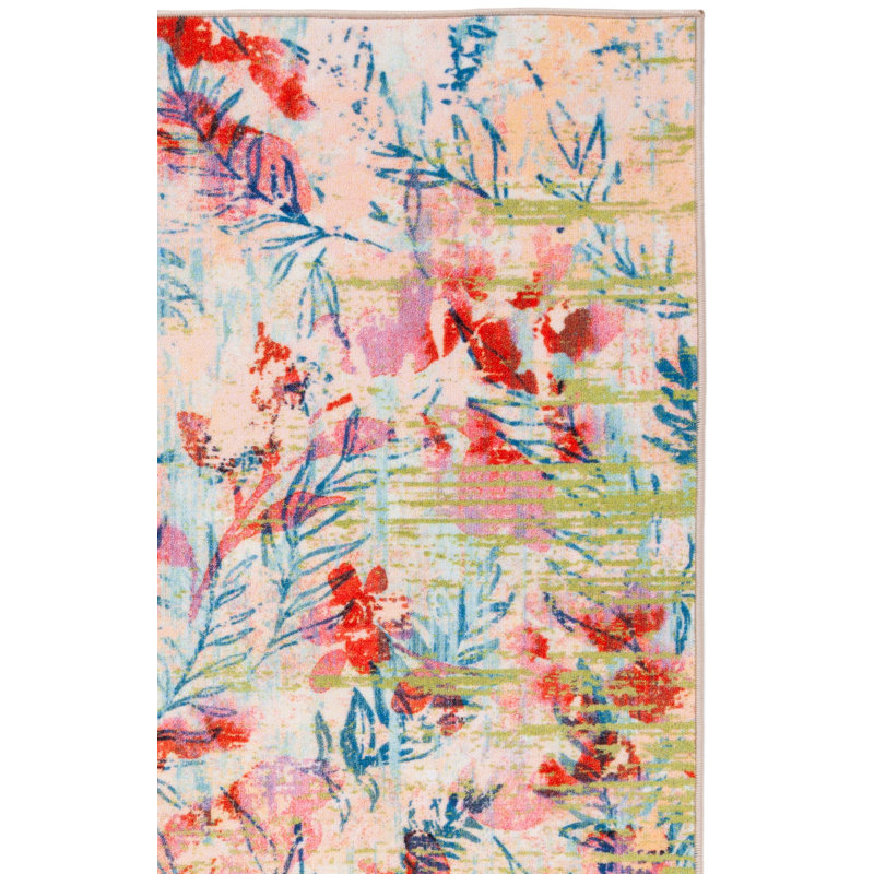 Tapis bleu / rosé Tennille, Carré 6 pi 7 po