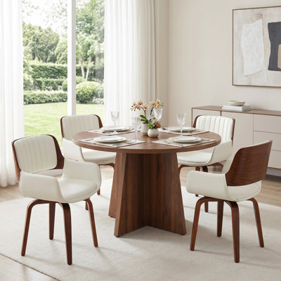 Rohun 47.24" Round Dining Kitchen Dining Table Set With 31.1"H Dining Chair