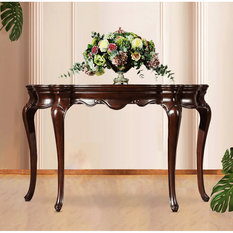 Ornate Curved-Top Console Table with Cabriole Legs, H 30,71 po x l 62,99 po x P 15,75 po