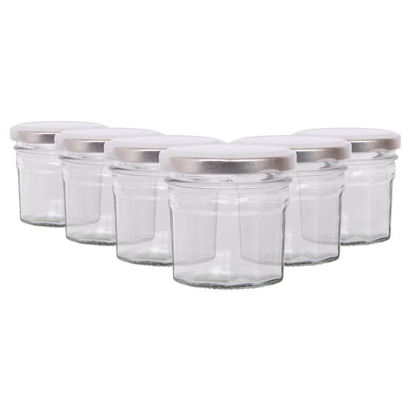 Glass Jar - Set of 6, Silver, 90ml