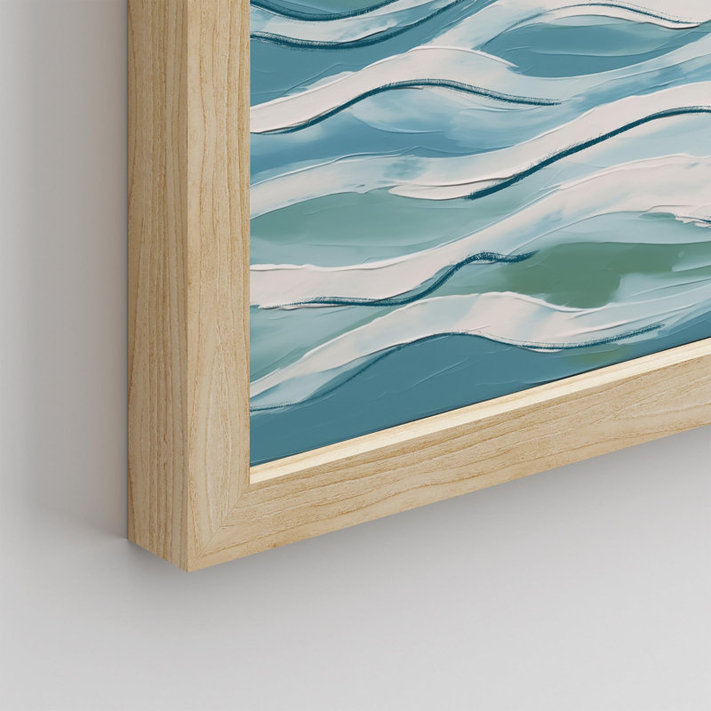 «Tranquil Ocean Waves Stylized Sea Illustration Calming Blue Watercolor Modern Minimalist» sur papier, Naturel