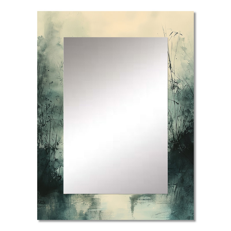 Cranes in the Misty Marsh I - Heron, miroir mural moderne, art mural, 32 po x 24 po