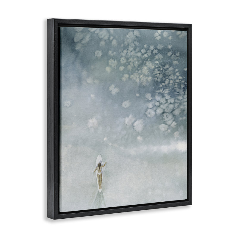 «Past The Break Surfer», art mural sur toile flottant noir, design par Grace Popp, H 21 po x l 17 po