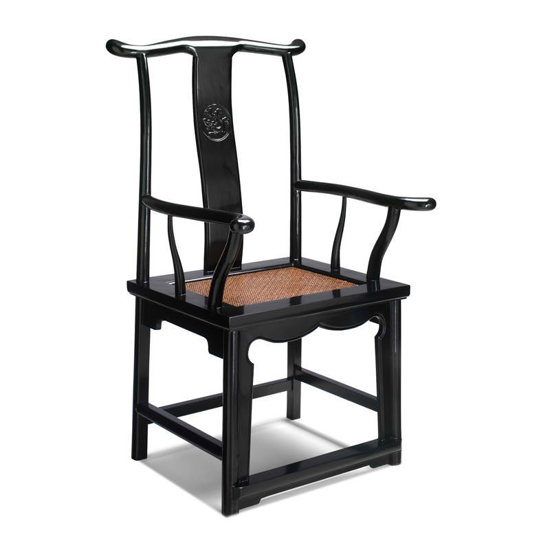 Hangzhou Queen Anne Back Armchair, Black Lacquer