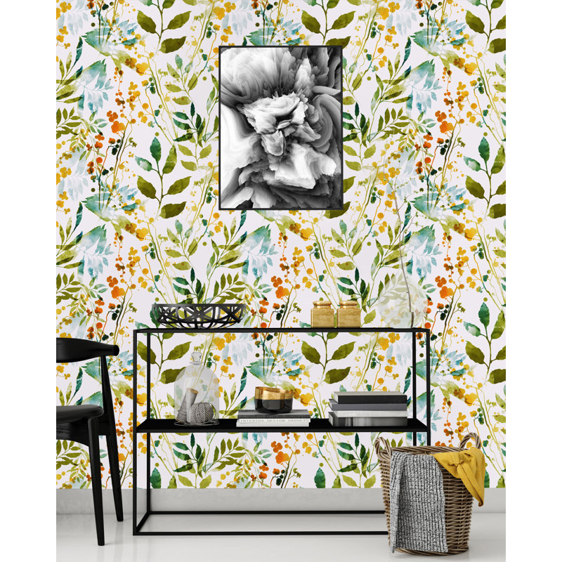 Panneau de papier peint adhésif Tello Autumn Leaves, L 100 po x l 25 po