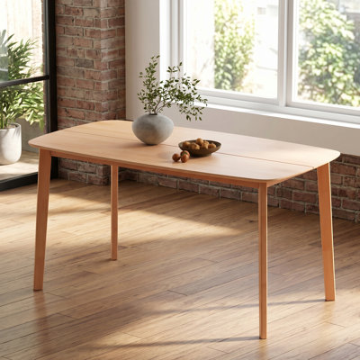 59-inch Dining Table, Pine Wood Kitchen Table with Large Tabletop for Dining Room