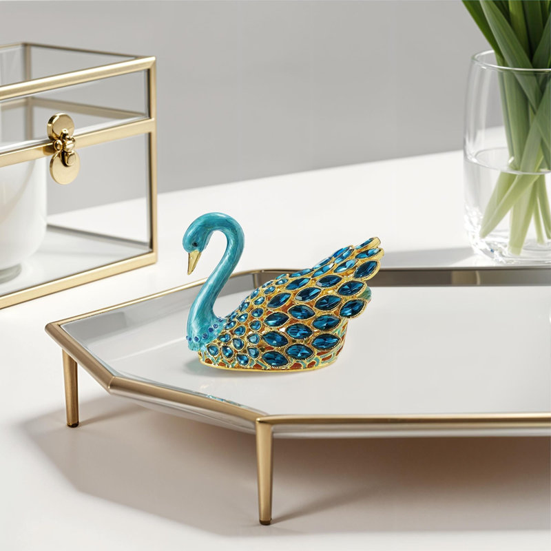 Boîte à bijoux en métal émaillé Swan