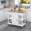Chariot pour îlot de cuisine 40 po - plateau en bois d'hévéa, roues verrouillables, rangement polyvalent et porte-serviettes, blanc-33385923