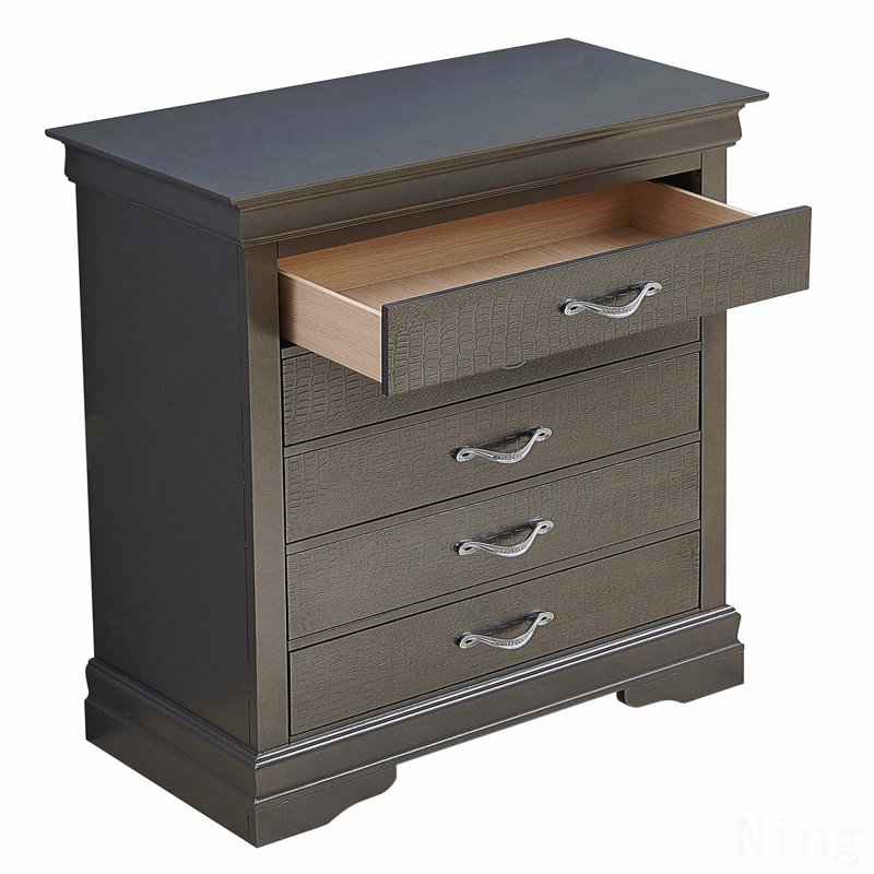 Commode noire élégante en métal transitionnel, Taupe