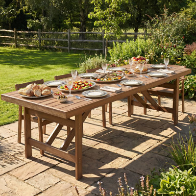 94.5" W HDPE Outdoor Dining Patio Table For Deck and Backyard