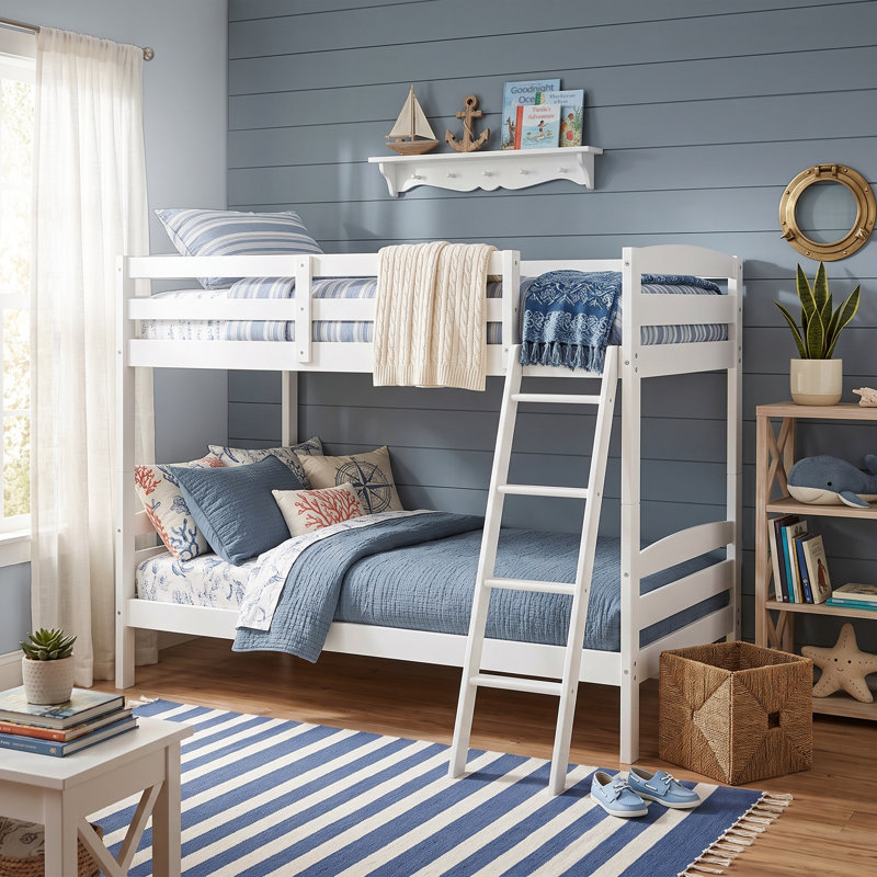 Lit superposé simple en bois Jhoselin, Blanc