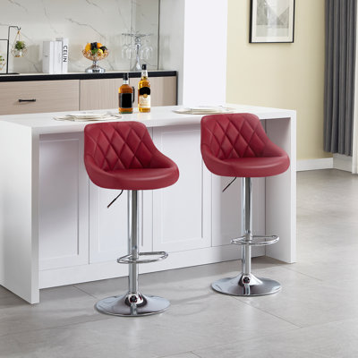 Swivel Upholstered Adjustable Height Counter Stool with Metal Frame