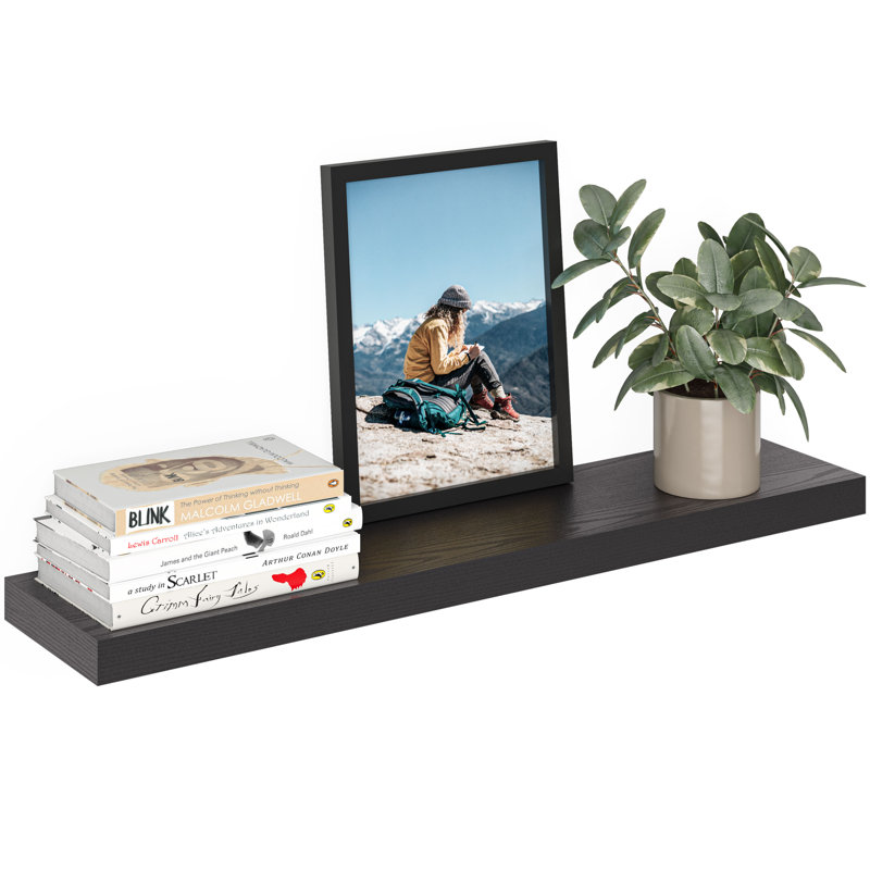 Miami 36" Floating Shelf for Wall, 8" Depth Long Mounted Wall Shelf, Black, 1.5" H x 36" W x 8" D